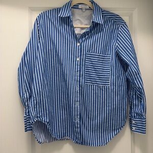 AYR striped blue and white button down shirt